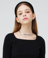 スクエアネックロングスリーブクロップトップ/SQUARE NECK LONG SLEEVE CROP TOP _ BLACK