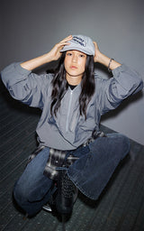  PIPPING MIX ANORAK HOODIE_GRAY