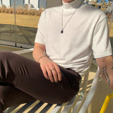 Mock Neck Short Sleeve T-Shirt (6684155641974)