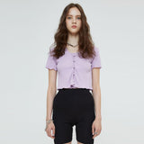 ボタンフロントクロップカーディガン / BUTTON FRONT CROP CARDIGAN (LAVENDER)