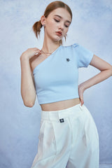 HIDE One Shoulder Top (Sky Blue) (6570998038646)