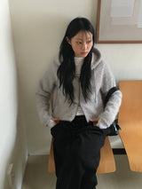 アンコモヘアアンゴラツーウェイフード付きジップアップ