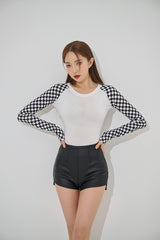 チェッカーボードクロップTシャツ/checkerboard crop tee(9183)