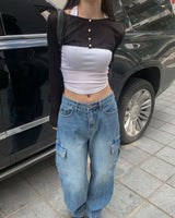 Underboob button cardigan