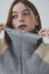 ボウクル2WAYジップアップニット / Boucle 2way Zip-up Knit [Grey]