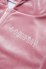 VELVET STONE CROP-HOODIE (pink) (6554802880630)