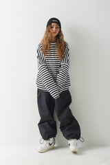 ストライプハイネックプルオーバー / BSR2223FWPO025 STRIPE HIGH NECK PULLOVER BLACK