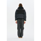 COLORING GRID PATTERN CROP DOWN JUMPER [BLACK]