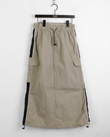 Rahel String Color Nylon Banding Pocket Cargo Long Skirt