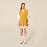 V NECK KNIT VEST_MUSTARD (6610810044534)