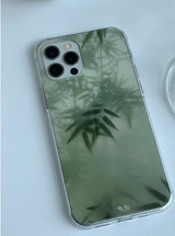 エモーショナルフラワーシルエットグリーンフォーンハードケース / Emotional flower silhouette green phone hard case