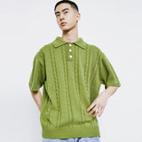 チェーンケーブルカラーハーフニット / CHAIN CABLE COLLAR HALF KNIT BASIL