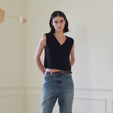 ボタン ニットベスト/BUTTONED KNIT VEST (BLACK)
