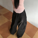 [MADE] Copter Vintage Washing Two-Way Banding Big Cargo Long Wide Denim Pants