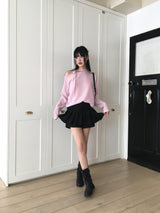 Klang リボン ストラップ ブラッシュ オフショルダー T シャツ