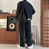 LMN log Oversized fit stitch denim setup pants (2 colors)