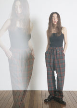 DREAMCATCHER CHECK LOOSE-FIT PANTS (Khaki) (6680169611382)