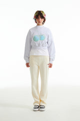 ビッグチェリーホログラムクロップスウェットシャツ / BIG CHERRY HOLOGRAM CROP SWEATSHIRT [MELANGE GRAY]