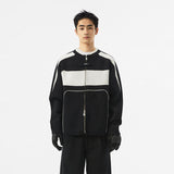 FMACM 23AW Black And White Clash Biker Knit Zip Cardigan Jacket