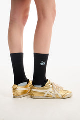 モノチェリーカラーコンビネーションソックス／MONO CHERRY COLOR COMBINATION SOCKS [GRAY CHARCOAL]