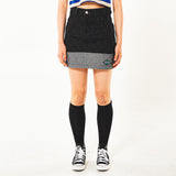 フェンススイングデニムミニスカート / FENCE SWING DENIM MINI SKIRT (BLACK)