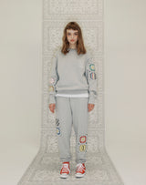 GRANNY SQUARE JOGGER PANTS GRAY MELANGE (6691423617142)