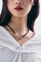 NO.435 [BLACK] HEART PEARL NECKLACE 