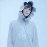 バニーラッフルフーディー/0 7 bunny ruffle hood - GREY