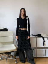 ブラックロングシースルースカート