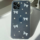 Blue - Ribbon Pearl Phone Case Ribbon Tok Set_glitter