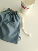 Two tone string pouch - skyblue gray L