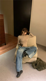 Color combination half polar long sleeve knit