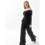 211-RIBBON SLIT SATIN PANTS (6550232072310)