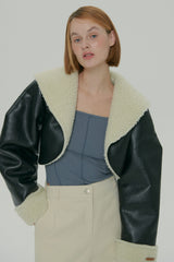CROP SHEARLING JACKET / BLACK
