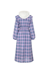 0 7 ruffle hood check dress - VIOLET (4642324152438)