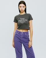 レンタルフォレストタイポクロップTシャツ/RENTAL FOREST TYPO CROP TSHIRT-CHARCOAL