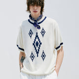 ナバジョパターンリンガーハーフニット / NAVAJO PATTERN RINGER HALF KNIT CREAM