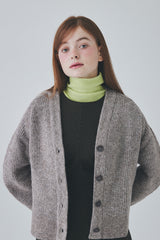 アルパカカーブスリーブカーディガン / Alpaca Curve Sleeve Cardigan [Brown]