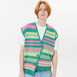 アンバランスストライプベスト / Unbalance stripe vest