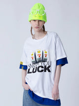ウィッシュユーラックTシャツ/WISH YOU LUCK 1/2 T-SHIRT_WHITE