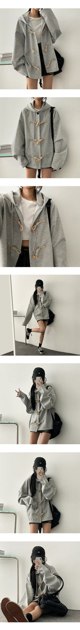 Soft button tteokbokki hooded jacket