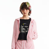 チェリークロップテリーフーディージップアップ／CHERRY CROP TERRY HOODIE ZIP UP [SALMON PINK]