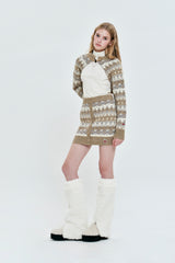 FAIR ISLE KNIT MINI SKIRT [SAND]