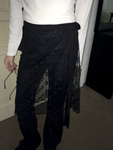 Hisa Lace Layered Midi Wrap Skirt