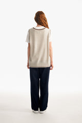 ミドルチェリーⅤネックニットベスト／MIDDLE CHERRY V-NECK KNIT VEST [BEIGE]