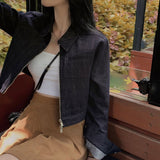[Bellide made/2Size/Non-Fade] Slim Two-Way Denim Crop Jacket
