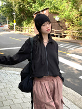 [MADE] Laco Basic String Semi-Crop Fleece Fleece Zip-up