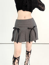 1021. Wool Double ribbon pleats mini sk (2color)