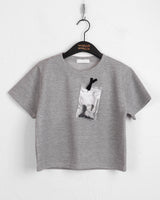 ルーシュベルベットリボンテリークロップ半袖Tシャツ