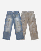 Sand Washed cargo cut denim pants